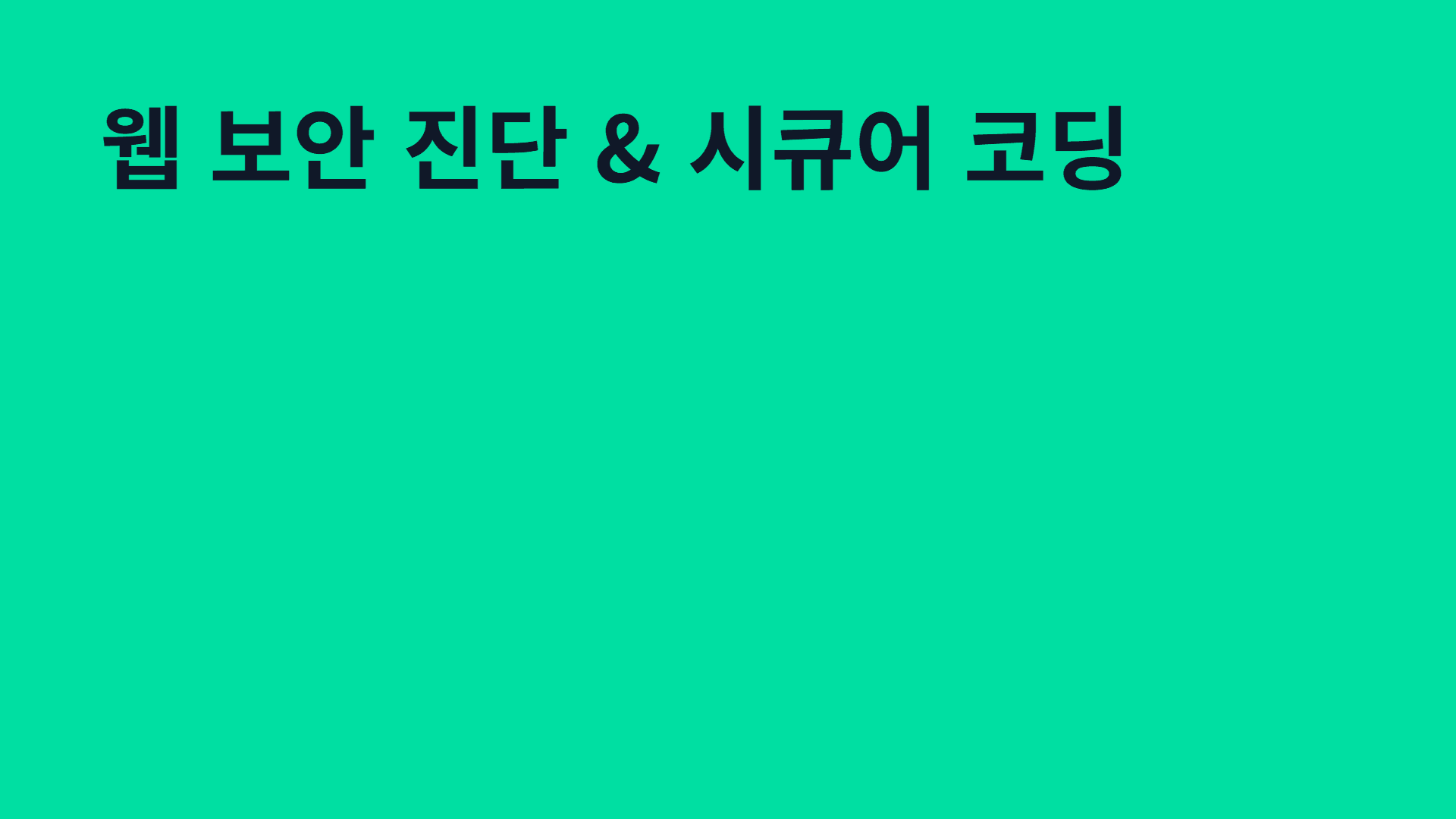 웹 보안 진단 & 시큐어 코딩