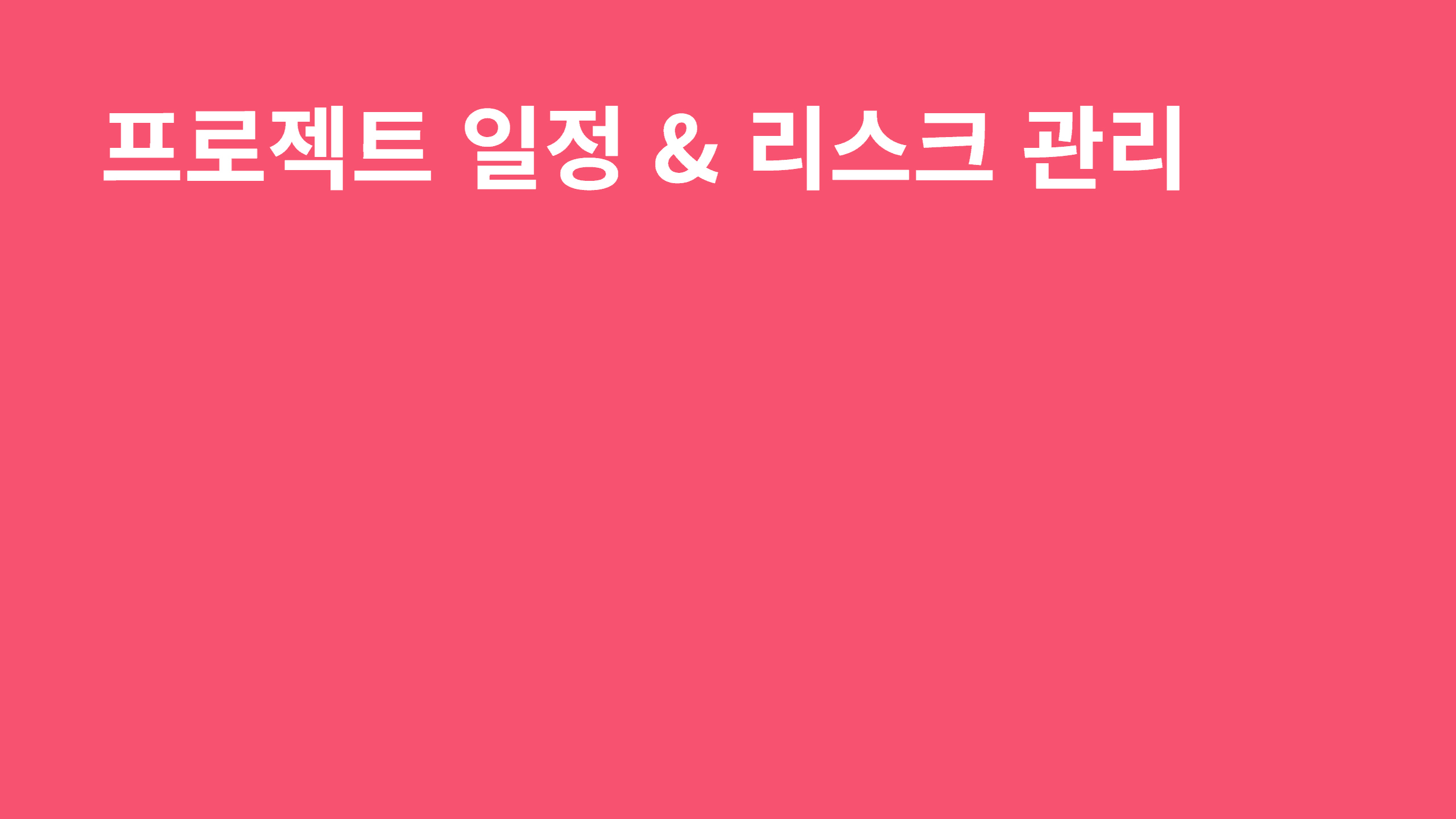 프로젝트 일정 & 리스크 관리